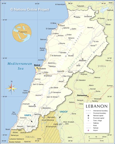 lebanon map and surrounding countries.